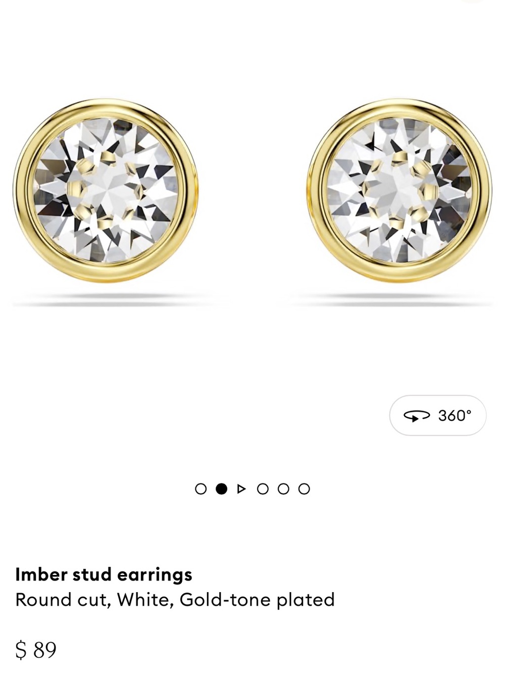 Swarovski Gold-Tone Stud Earrings with White Crystals